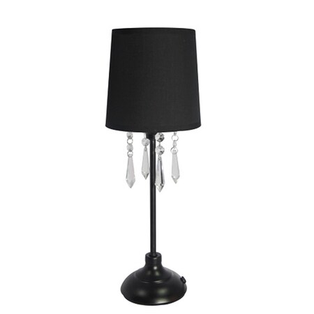 Star Brite Table Lamp with Black Shade and Hanging Acrylic Beads ST34984